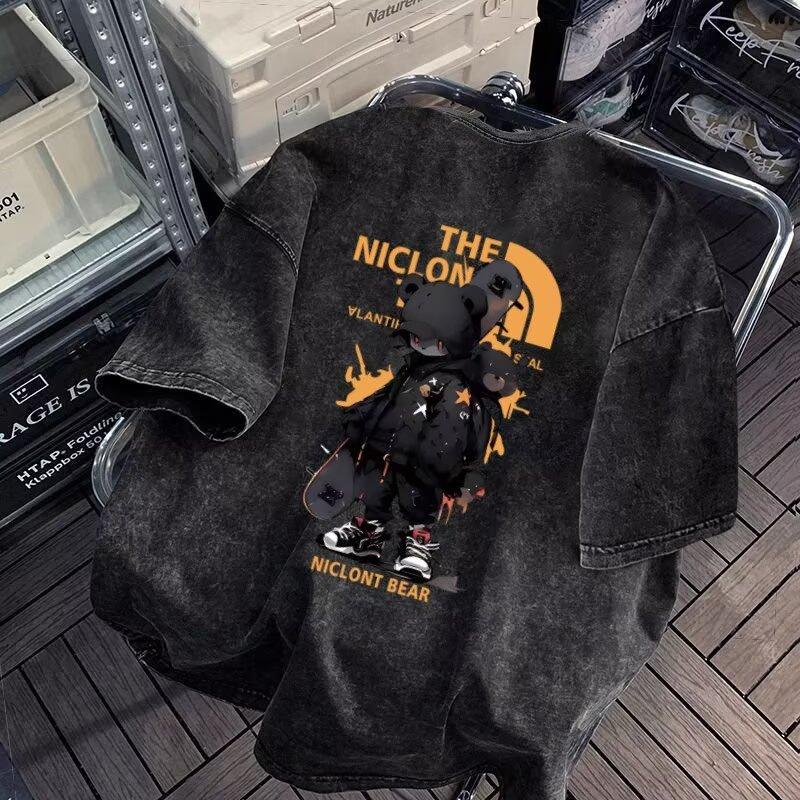 

Casual Men S Short-Sleeved T-Shirt Tide Summer Loose Five-Minute Sleeve Ins Simple Printed Tops 5XL серый