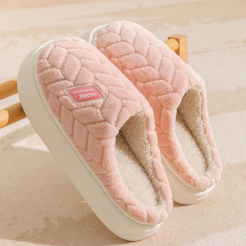 

Cotton slippers women s autumn and winter home warm outside wear non-slip couple velvet platform cotton shoes male students 36-37 [Suitable for 35-36 feet]
