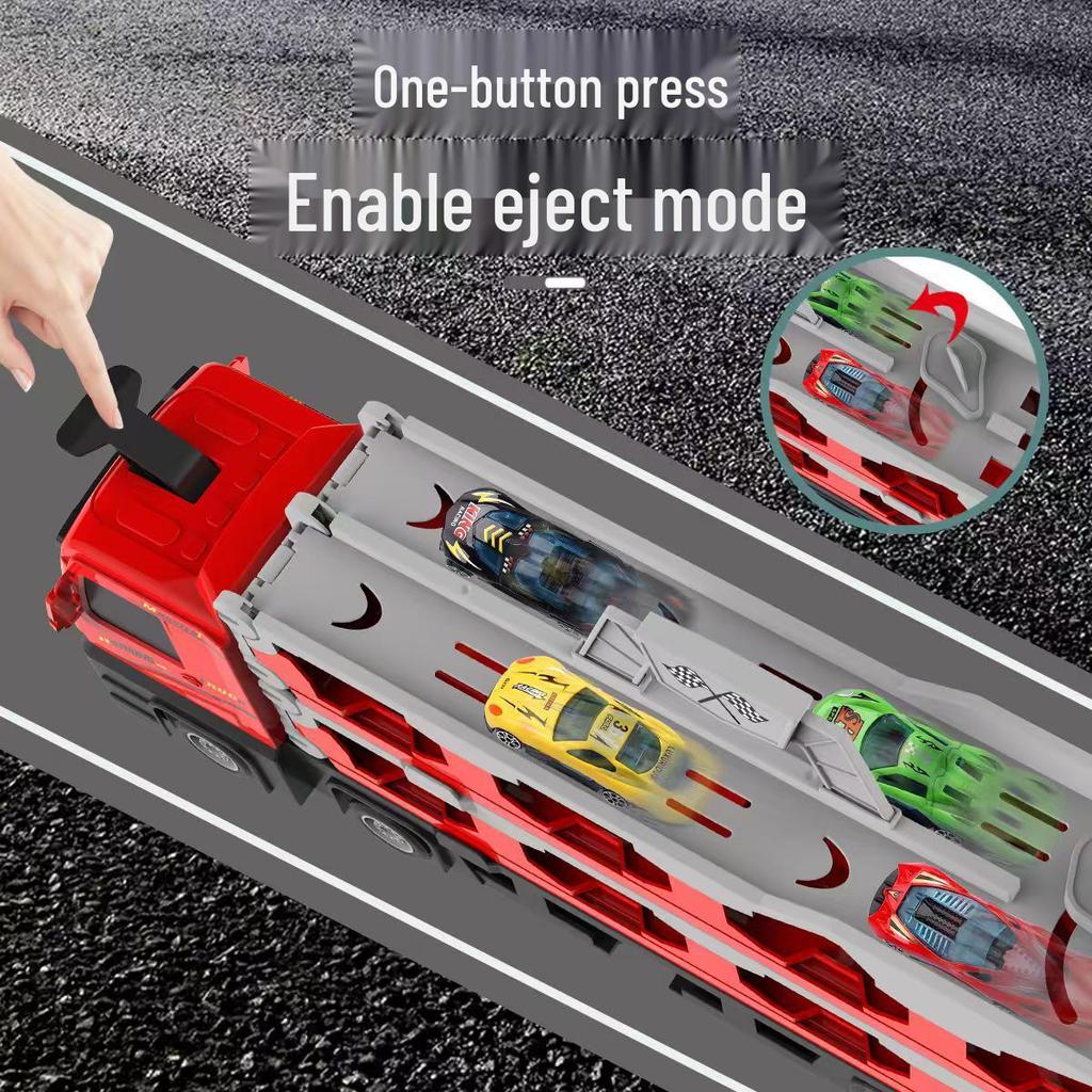 Deformable Toy Truck with Inertia-Driven Ejector for Boys - Large Container Vehicle and Track Set, Perfect Birthday Gift