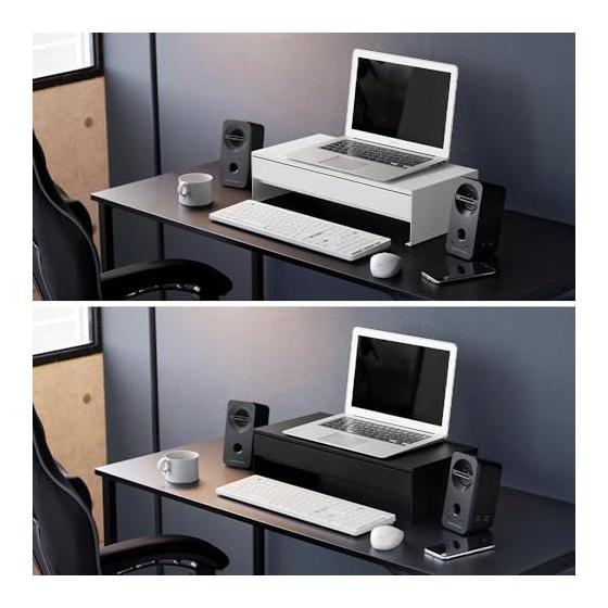 Monitor stand with drawer that can also fit game controllers Tower White Living computer stand Yamazaki Jitsugyo PC rack Shelf Desk top Monitor stand