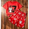 Modisches Kinder Set Buchstabe 67 Nummer Aufdruck Kinder T-Shirt und Shorts 2-teiliges Set Sommer Straße Lässig Outdoor Sport Jungen und Mädchen T-Shirt Sets