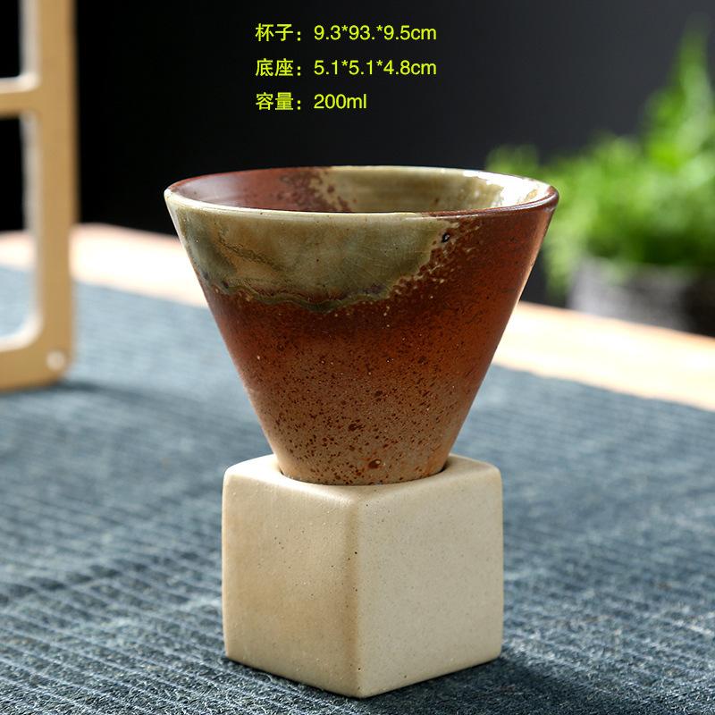 Cana de cafea ceramică în stil japonez, formă de con triunghiular, ceramică, ceașcă de ceai/cafea, retro, cană de apă pentru casă, birou, căni de cafea, nou