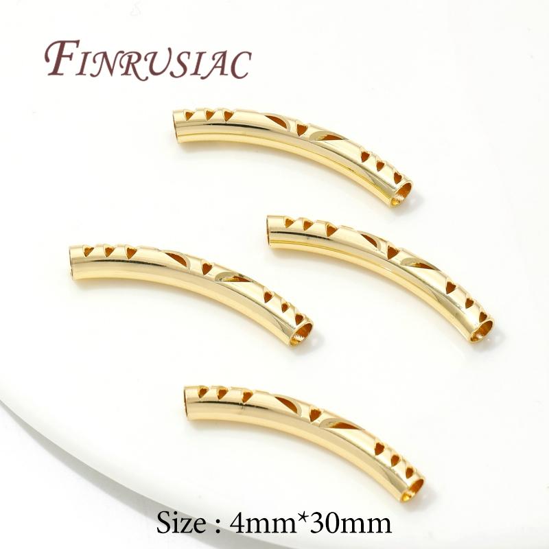 18K Real Gold Plated Brass Tube Spacer Beads Connectors For Handmade DIY Bracelet Necklace Jewelry Making Supplies Accessories