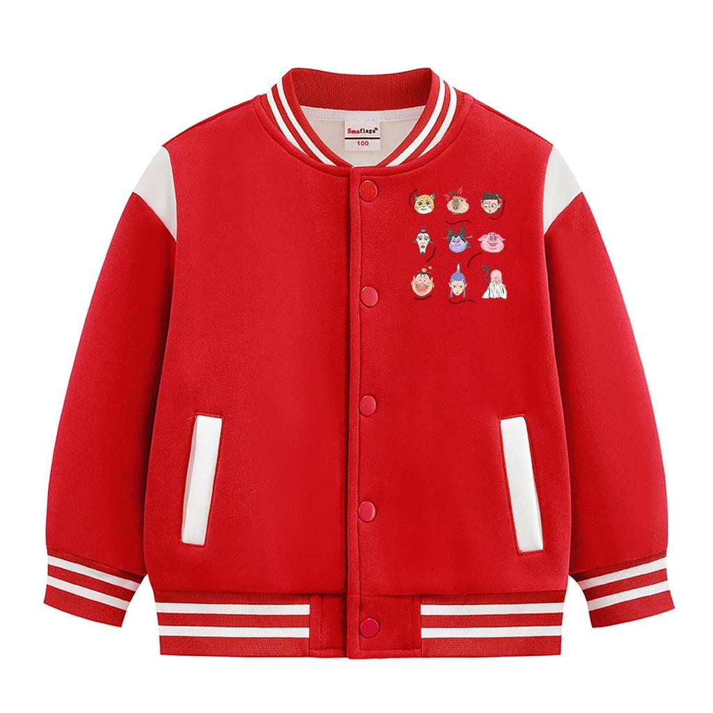 Autumn 2026 Kids' Thickened Velvet Baseball Jacket.