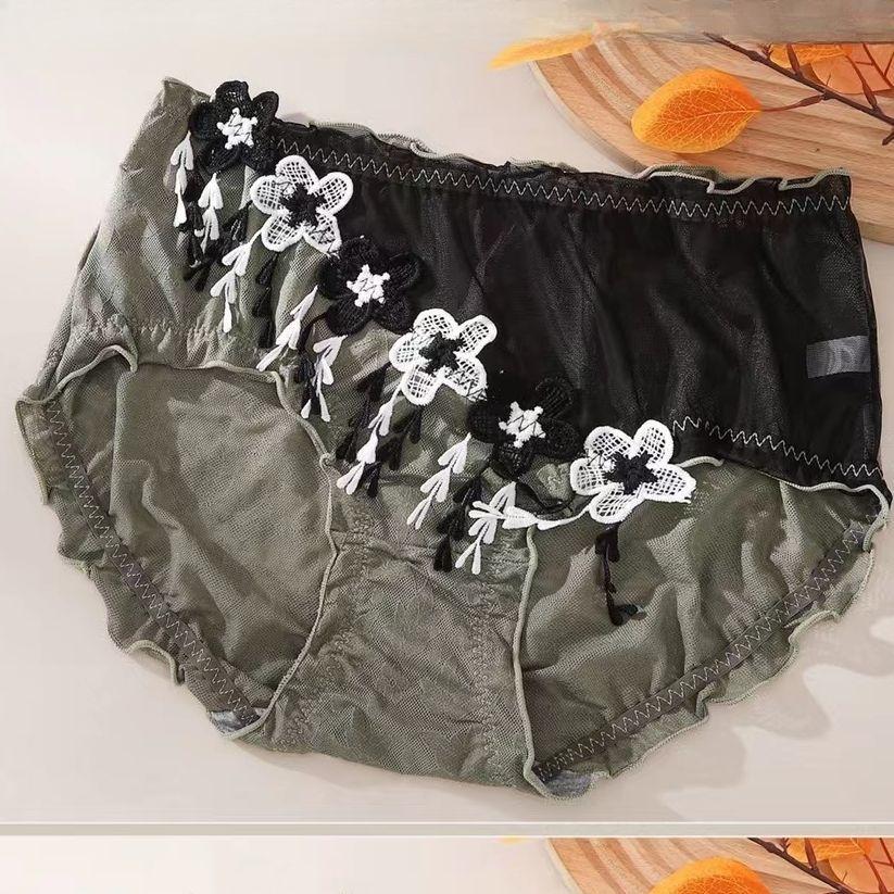 Medium High Waist Lace Chubby Sister Plus Size Women's Underwear Sexy Retro Chinese Style Triangle Underwear