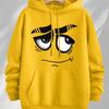 Autumn/Winter Unisex Pullover Hoodies, Printed with a Viral Sad Cartoon Emoji with Big Eyes, Casual Everyday Streetwear for Teenagers.
