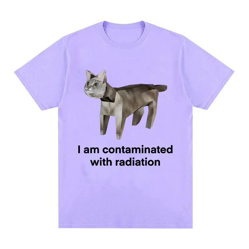 Ich bin kontaminiert Lustige Katze Meme T-Shirt Sommer Herren Damen Kleidung Humor T-Shirts Reine Baumwolle Lockeres Oversize T-Shirt Streetwear