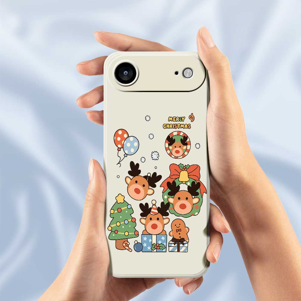 For iPhone 17 Air Case Christmas Gift Deer Pattern Printing Straight Edge TPU Phone Back Cover