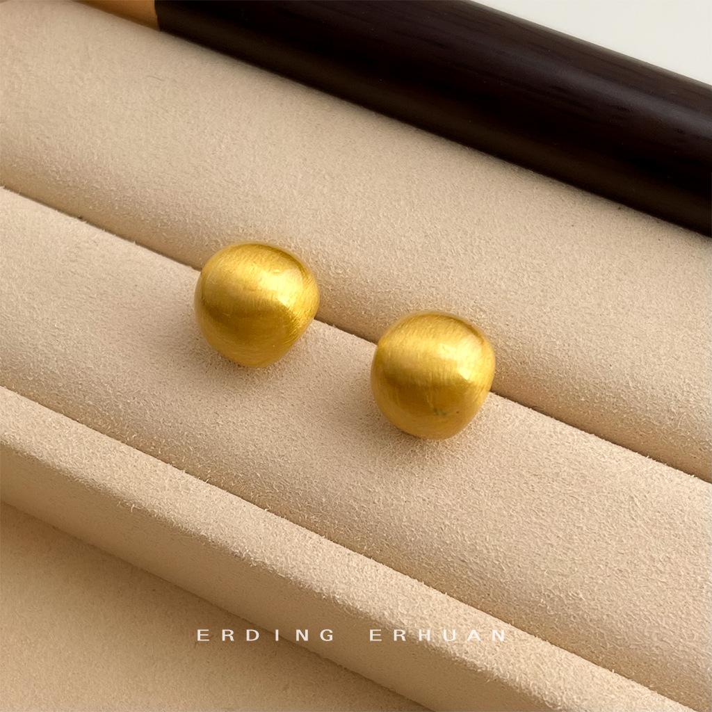 Полукруглые матовые геометрические серьги-гвоздики с текстурой шлифовки серебряная игла новые серьги серьги-пусеты