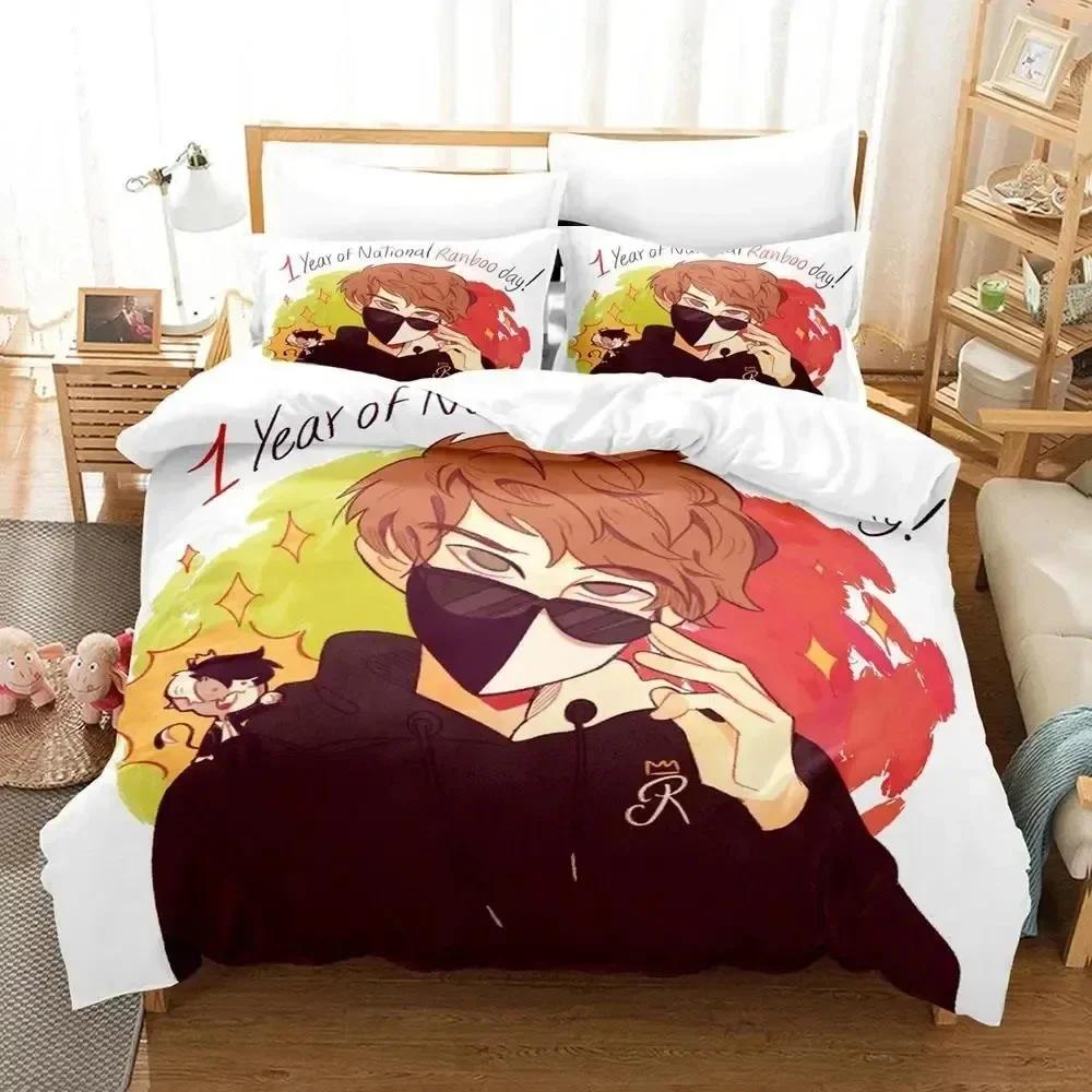 3D Print Anime Ranboo Printed Bed Set Duvet Cover Pillowcase Bedding Set Bed Linen Sheet Quilt Cover Full Queen King Size