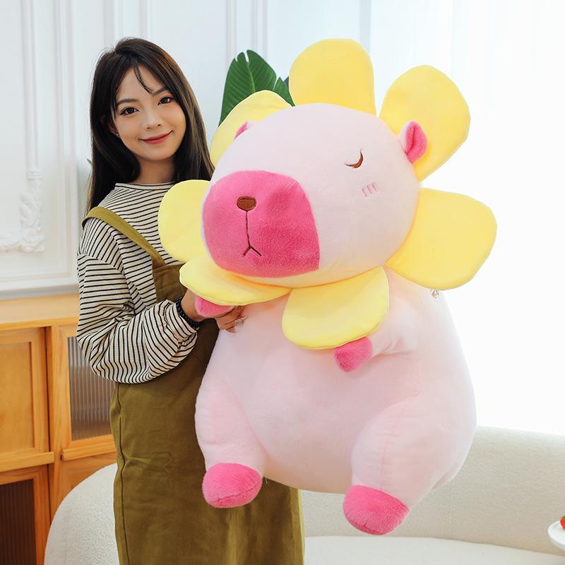 Sunflower Capybara Plush Toy Cartoon Stuffed Animal Doll Decoration Kids Gift