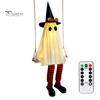 Ijesztő Tornácra Akasztható Díszek Halloween Lengő Szellem Dekoráció, Világító Nagy Lengő Fesztivál Hangulatú Kellékek Boszorkánykalap és Csíkos Lábak ehhez
