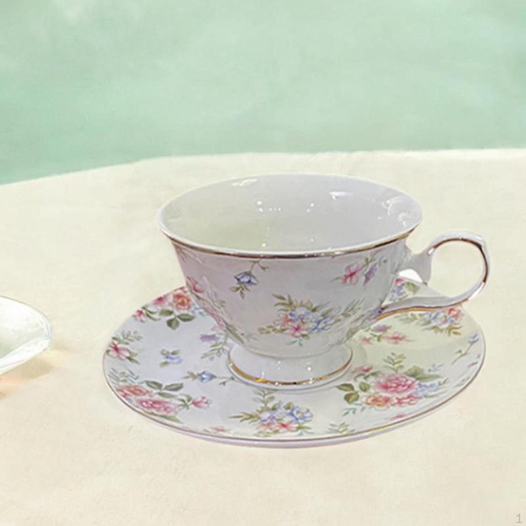 Tea Mugs Cups 180ml300ml Coffee Capacity Gifts Floral Design With Saucer Ornament For Home