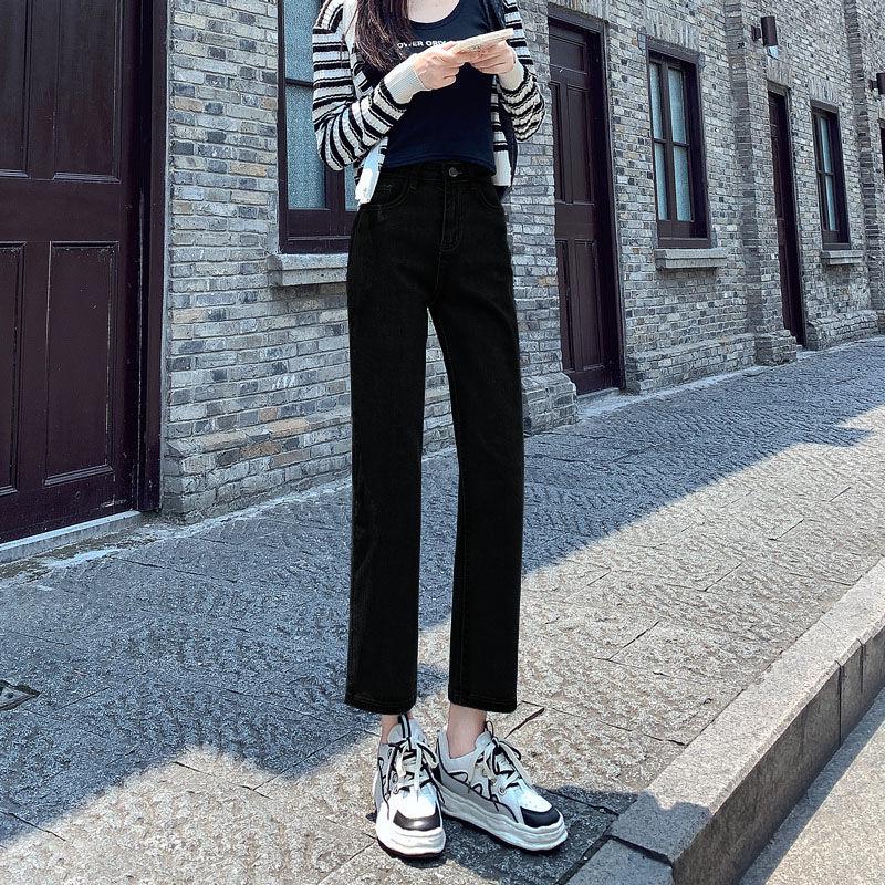 

Women s High-Stretch High-Waisted Straight Jeans - Spring 2023 Petite Elastic Slimming Cropped Pants 32 for 140-150 lbs