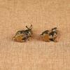 1 Pair Lucky Rabbit Statue Ornaments Antique Copper Zodiac Vintage Solid Brass Animal Miniature Figurine Tea Pet Desk Decor