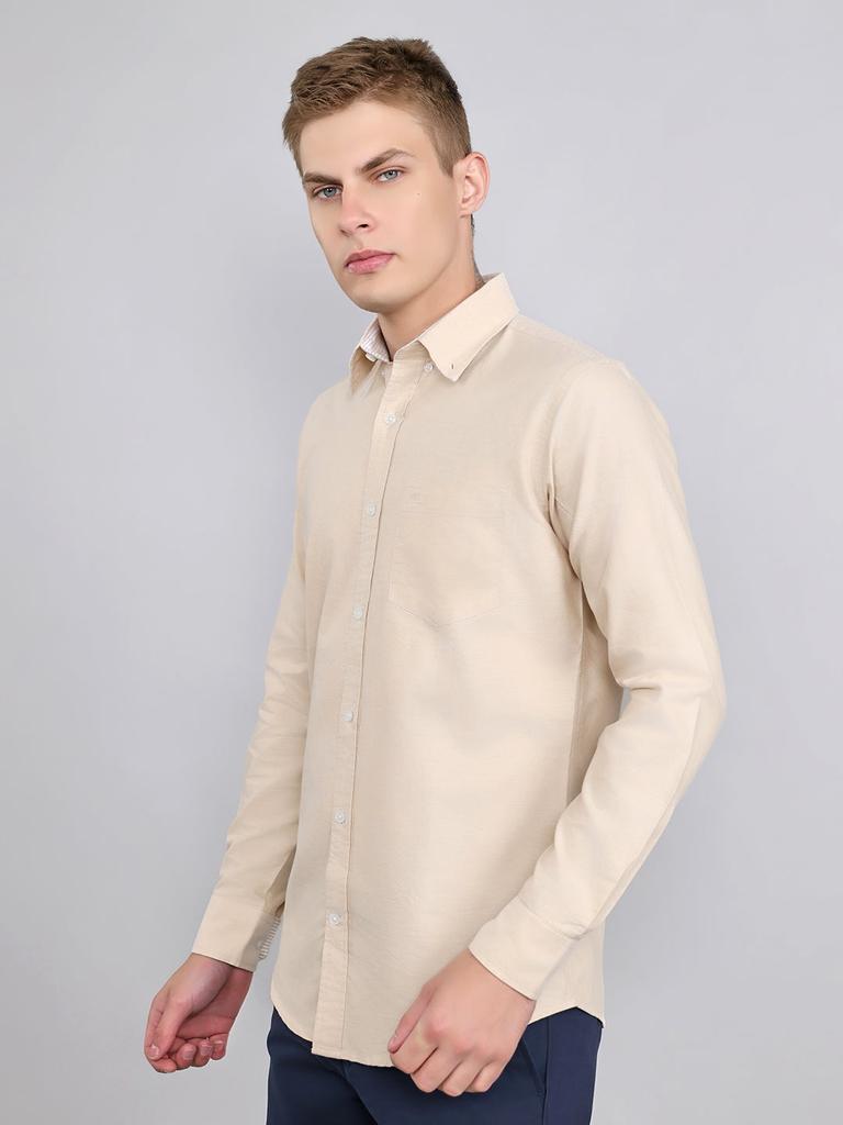 MONTE CARLO Men Slim Fit Beige Shirt