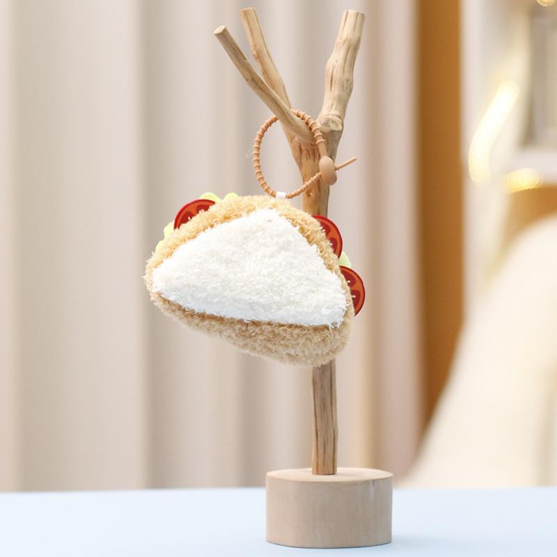 Cute Afternoon Tea Cake Plush Keychain With Soft Short Pile For Bag Decor
