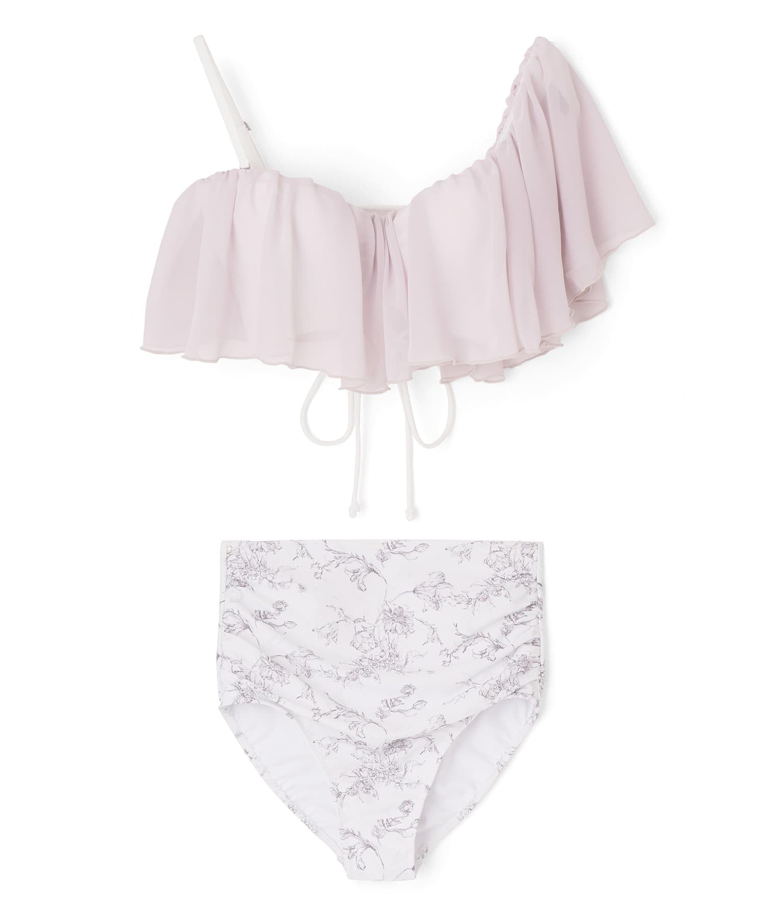 

Swimwear Bikini lightweight and comfortable to ruffled wire pink [Sanai Paradise] set, wear, [Easy-to-wear swimsuit] One-shoulder bikini, рожевий