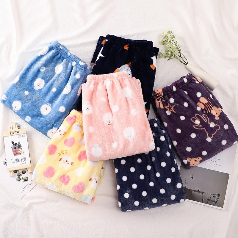Gemütliche Winter-Flanell-Pyjamahose - Damen, dickes Korallenfleece