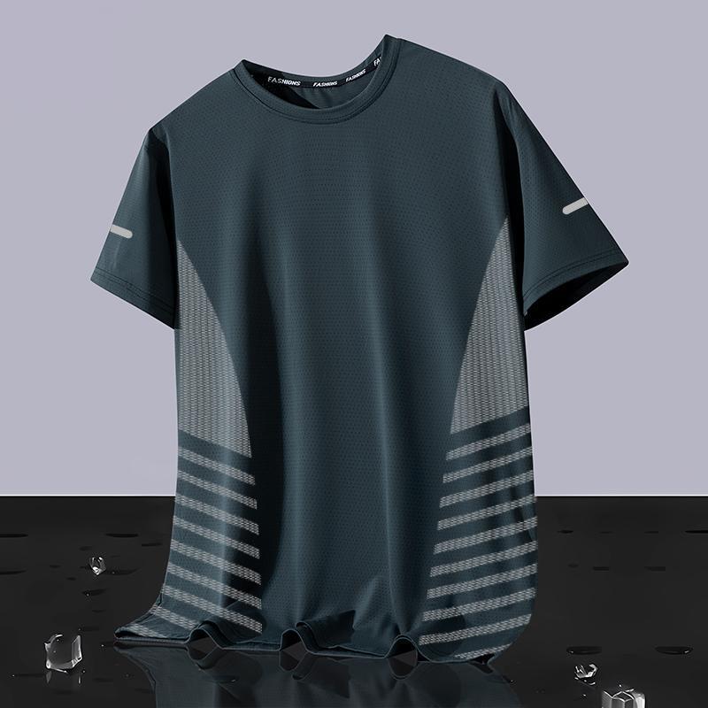 2025 Men's Trendy Ice Silk Loose Round Neck Short Sleeve T-shirt