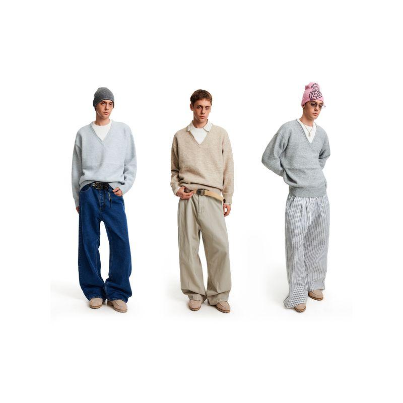 Madwitch Retro Lazy Style Fake Two-Piece Knitwear for Men and Women, Casual Wool Blend High-End Sweater for Work Clothing