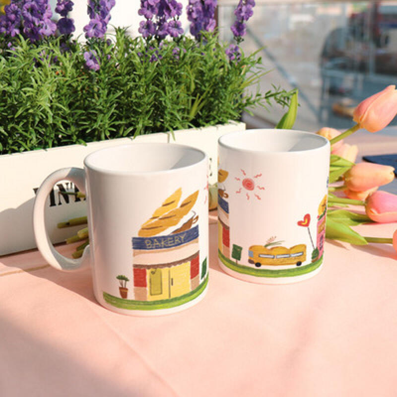 cg919-Дизайнерская кружка 2 шт.-Улица с пекарней
