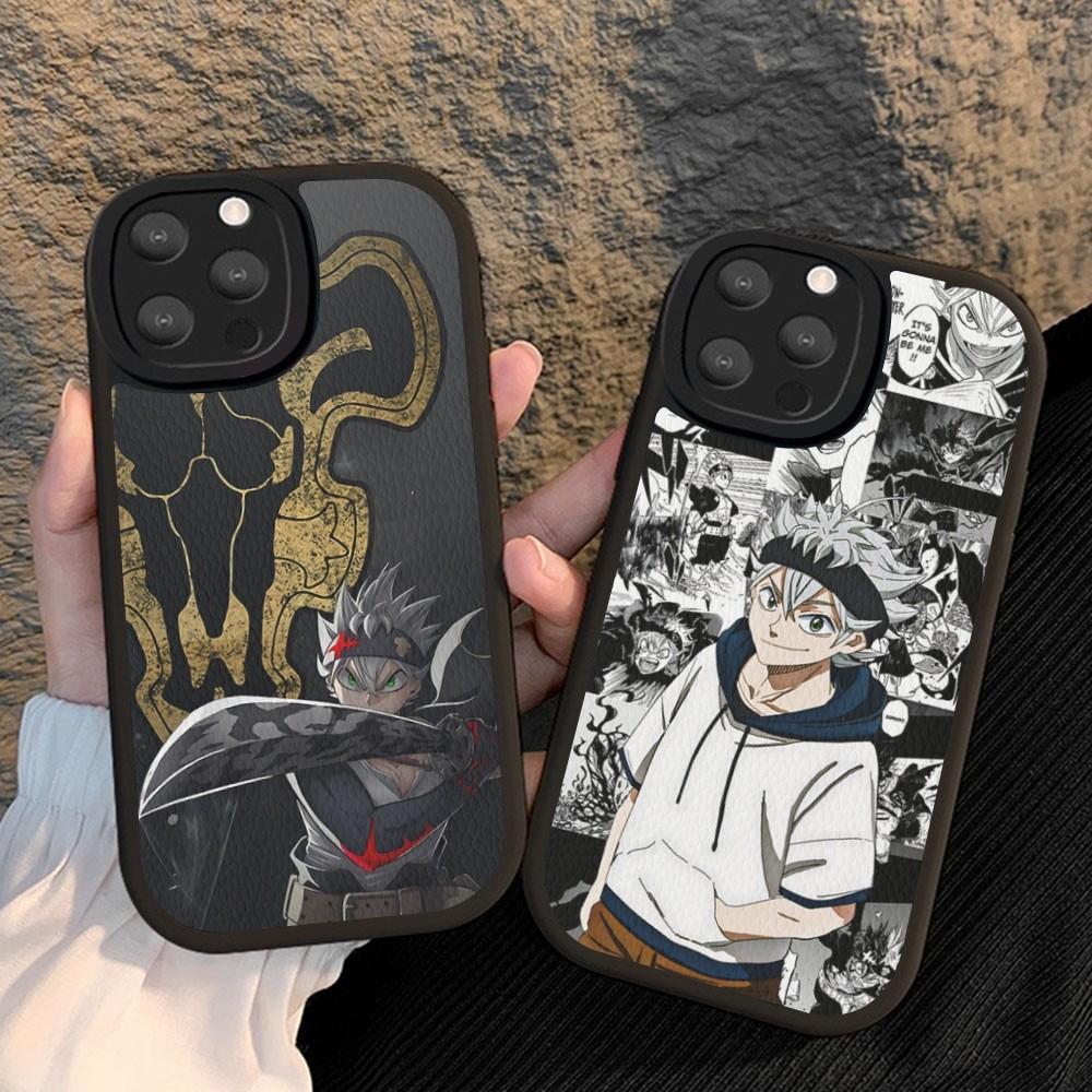 Black Clover Phone Case Hard Leather For IPhone 16 15 14 13 12 Mini 11 14 Pro Max Xs X Xr 7 8 Plus Fundas