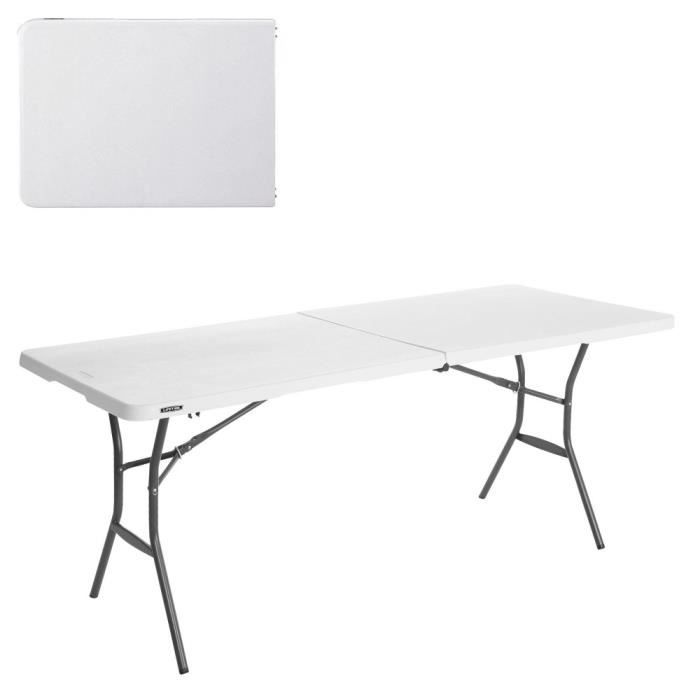 Table pliante - LIFETIME - 184x76x73,5 cm - Ultra résistante - Pliable - Extérieur