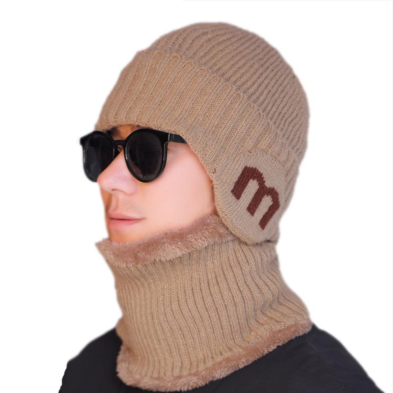 

Men s Winter Wool Hat Earmuffs Plus Velvet Thickened Outdoor Warm Windproof Coldproof Knitted Hat хаки