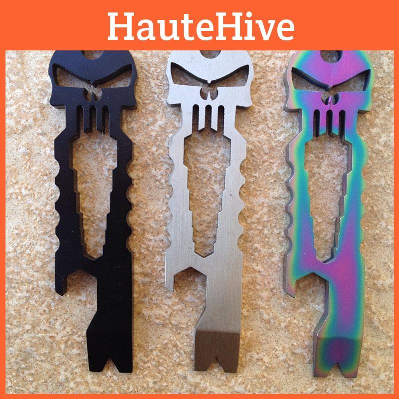 Edc Punisher Skull Multi-functional Survival Pocket Tool Keychain Self-help Kit With Premium Quality Materials For Everyday Adventures