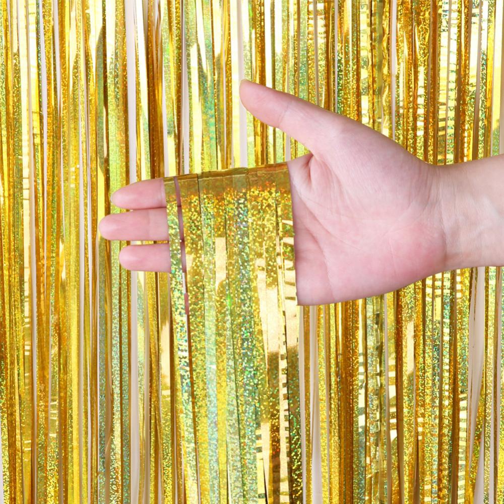 Event Party Streamer Glitter Tinsel Foil Fringe Curtain Backdrop Birthday Wedding Hawaii Party Decor