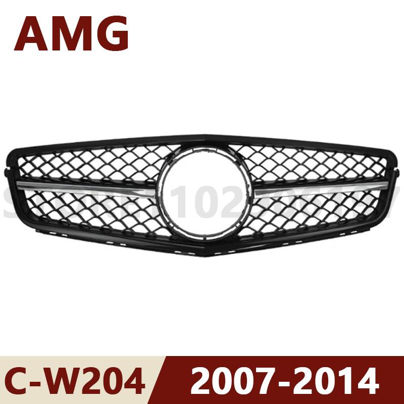 For 2007-2014 W204 C-Class Mercedes Benz C180 C200 C250 C300 C43 AMG GT Front Bumper Grille Hood Grill