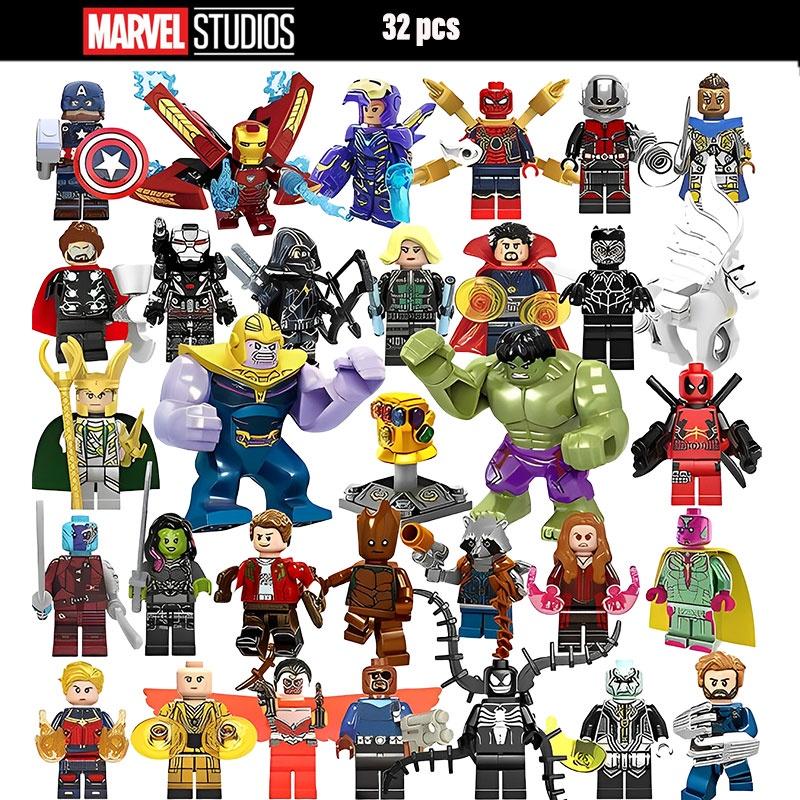 Marvel Superhero Boy Puzzle Building Block Toy Set 32pcs Plastic Material 4.5cm Height
