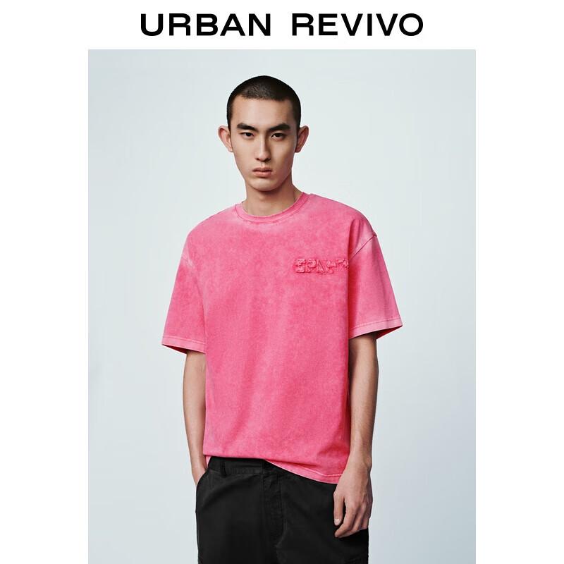UR Men s 2025 Autumn Retro Washed 3D Letter Loose Short Sleeve T-Shirt XS