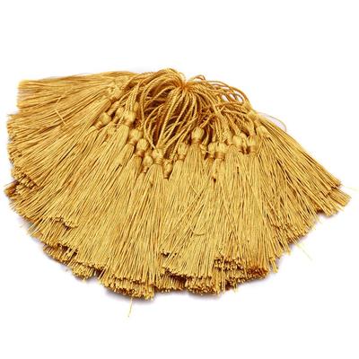 DIY-Projekte 5 Zoll 100 Stück Gold Polyester Garn Weiche Bastel Lesezeichen Quasten Kordelschlaufe Kleiner Chinesischer Knoten Schmuckherstellung