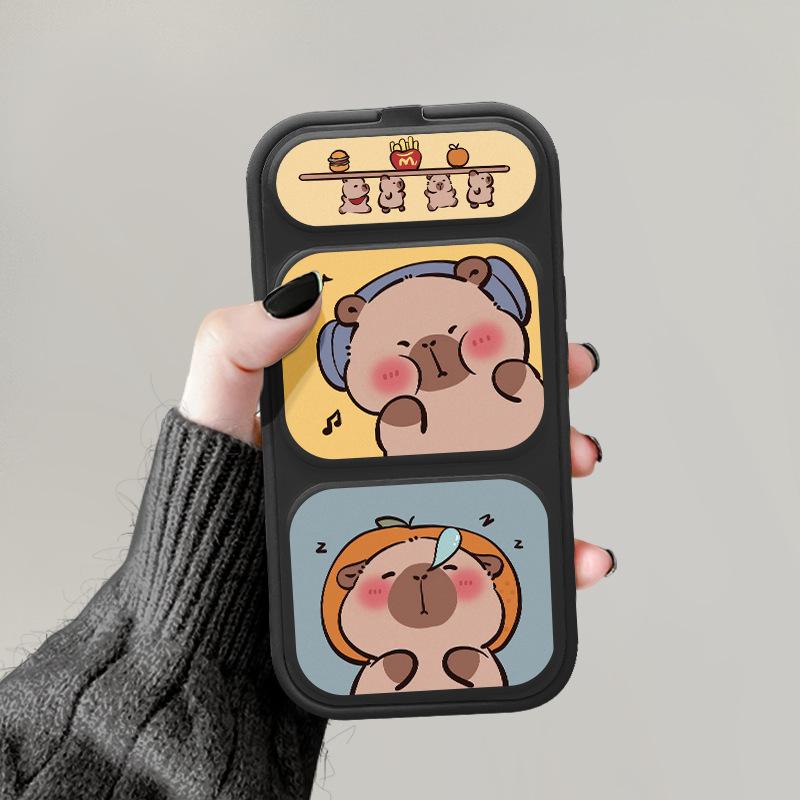 

Kapibara Folding Stand for Apple16 Creative for IPhone15promax Phone Case Cartoon 14/13 For iPhone 16 pro