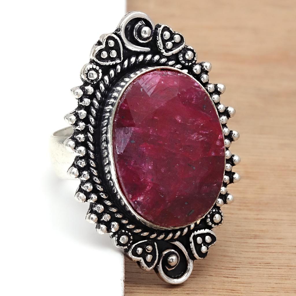 Ruby Shappire Gemstone Handmade Silver Jewelry  "8"