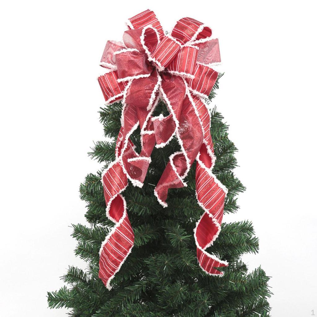 Christmas Tree Topper Bow Decoration Festive Xmas Decor Cute Ornament