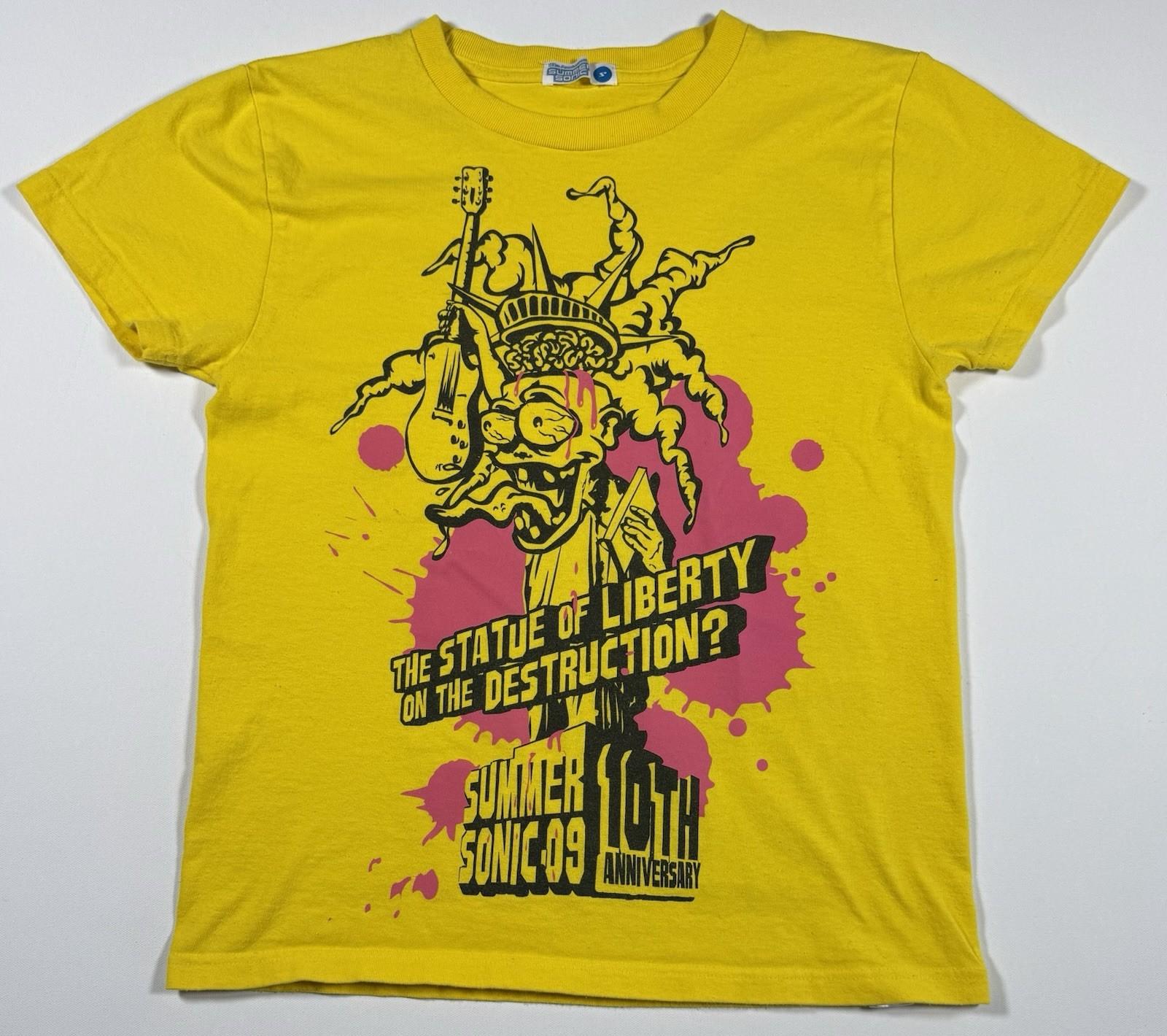 Summer Sonic 2009 Festival T Shirt Men’s Small Yellow Graphic Band Tee Japan Unisex T-Shirt L