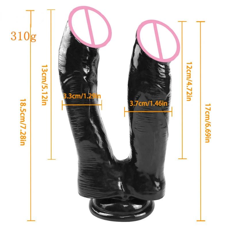 Lesbian Double Dildos Suction Cup Realistic Dildo Penis Big Butt Plug Vagina Anal Adult Sex Toys For Woman Sexshop Couple