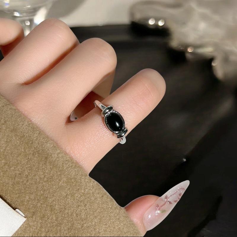 Niche Design Four-Leaf Clover Open Ring, Women'S High Sense Of Retro Temperament Dripping Oil, National Tide Personality Ring