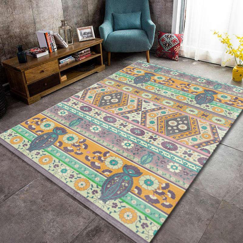 Bosmian Bedroom Splicing Carpet Retro Light Luxury Living Room Coffee Table Floor Mat Turkish Ethnic Style Carpet