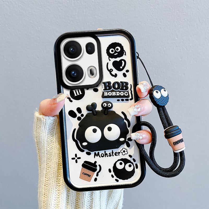 KEYSION Shockproof Case for OPPO Reno13 Pro 5G with Lanyard Soft Silicone Cute 3D Cartoon Doll Phone Cover for OPPO Reno 13 5G