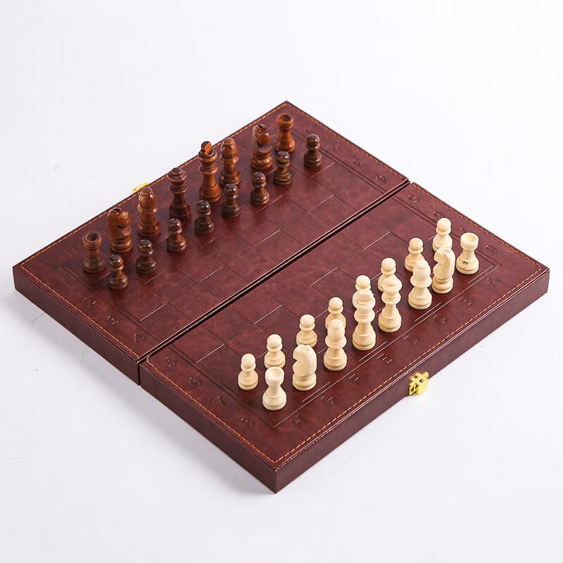 Brangdy Portable Folding 3-in-1 Chess and Board Games Set