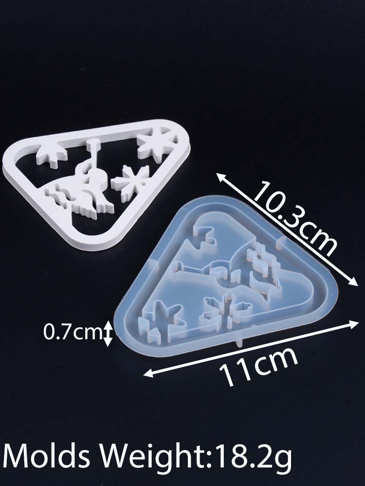 

3D Triangle Hollow Candle Holder Silicone Mold DIY Santa Claus Snowman Christmas Tree Elk House Gift Box Candlestick Craft Molds