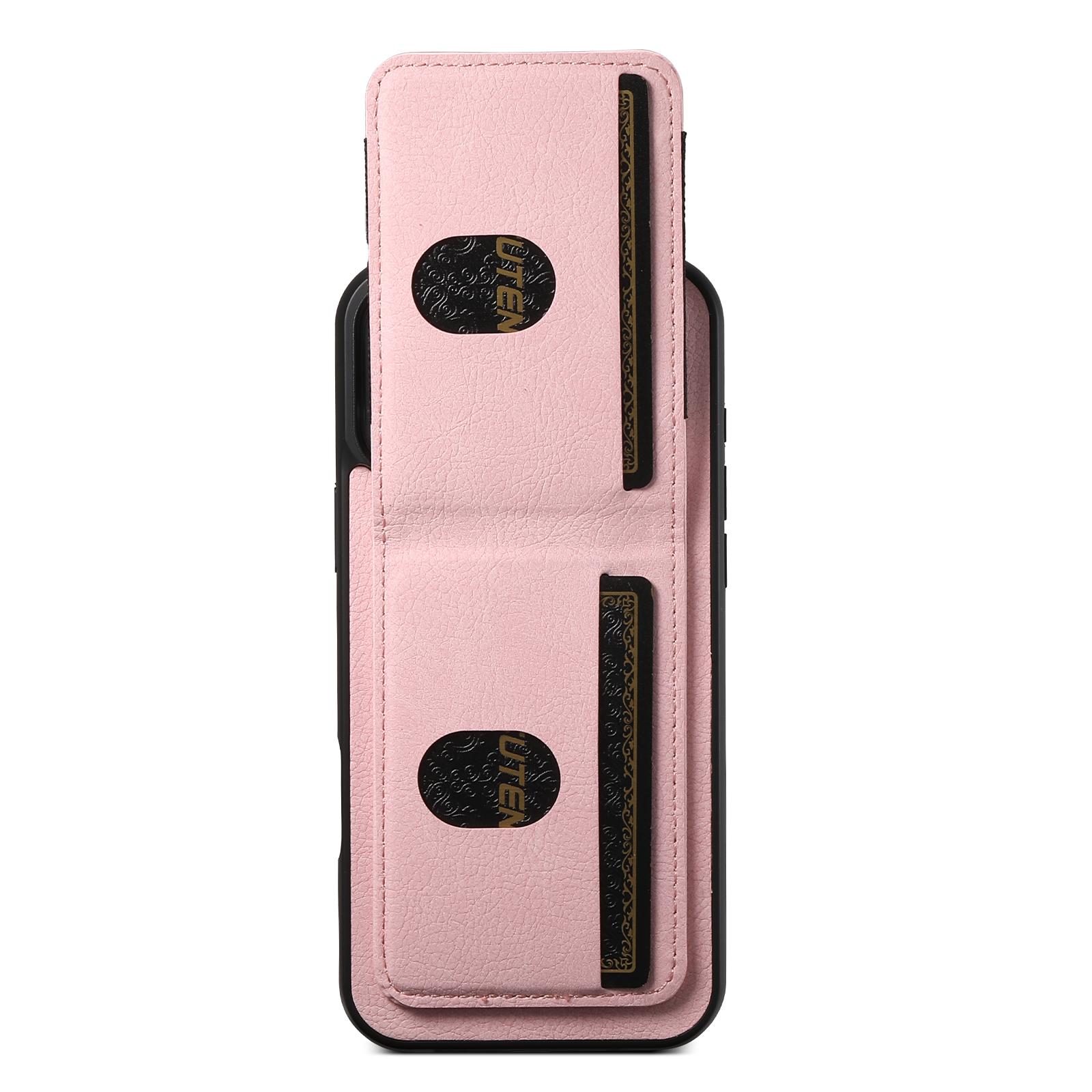 

SUTENI H03 For iPhone 16 Pro Case Card Holder Kickstand Litchi Texture Leather+TPU Phone Cover Blue