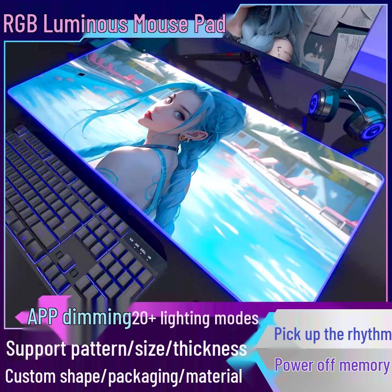 RGB Glowing Cartoon Gaming Mouse Pad - Thick, Non-Slip LED Desk Mat