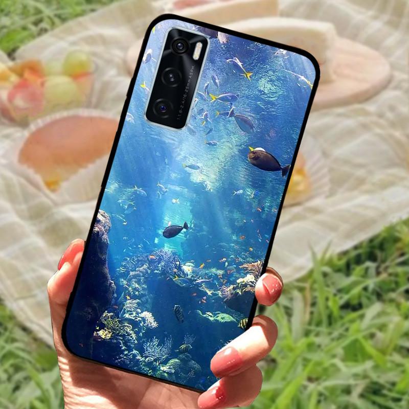 För Vivo V20 SE Fodral Skydd V2022 V2023 Silikon Mjuk Marmor Svart Stötfångare Funda Coque för Vivo V20 2021 V 20 V20SE V2025 V2024