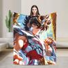 Saint Seiya Anime Blanket Knights of the Zodiac  Flannel Novelty Breathable Throw Blanket for Coverlet  Winter