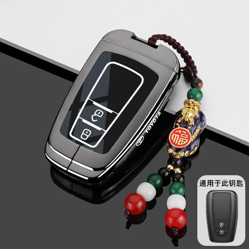 Zinc Alloy Leather Car Key Case Cover Shell for Toyota CHR Hilux Fortuner Land Cruiser 200 Camry Corolla Crown RAV4 Highland